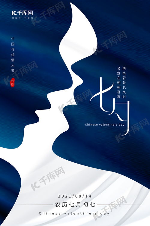 七夕情侣剪影蓝色大气海报设计解析与模板分享